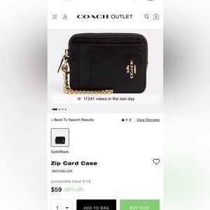 Essential Small Zip Around Card Case In Signature Canvas